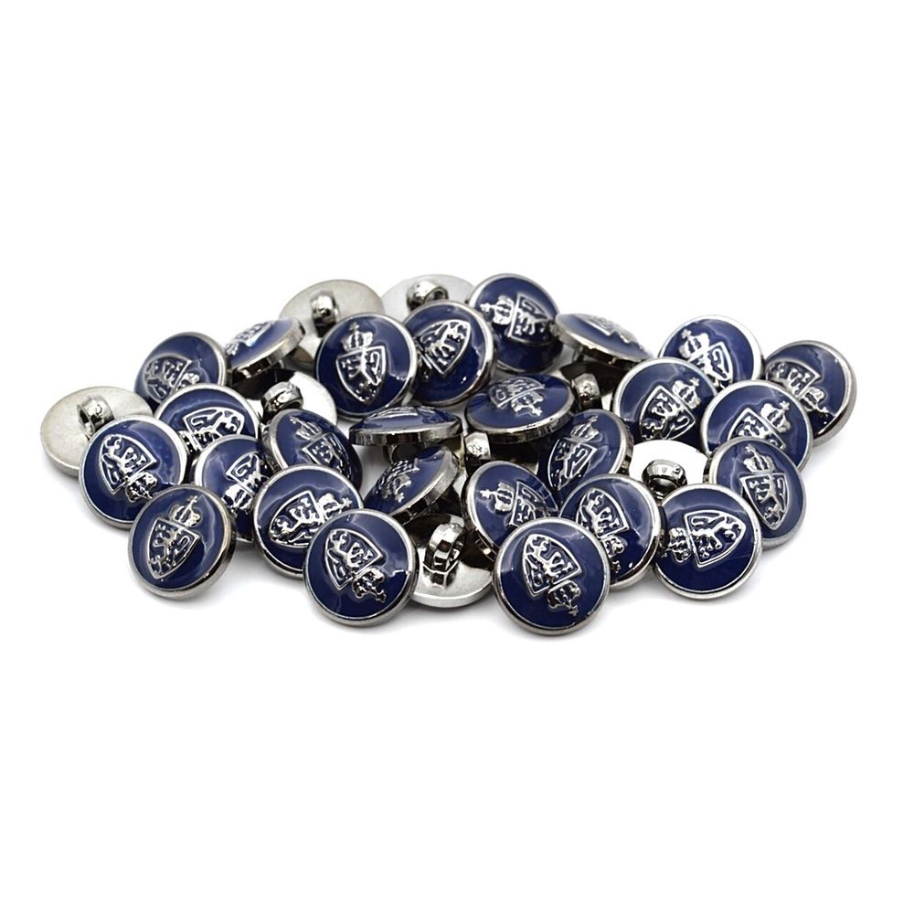 Пуговицы на ножке 24L (15мм), пластик (n.blue (синий/черный никель)), 36 шт, PS39