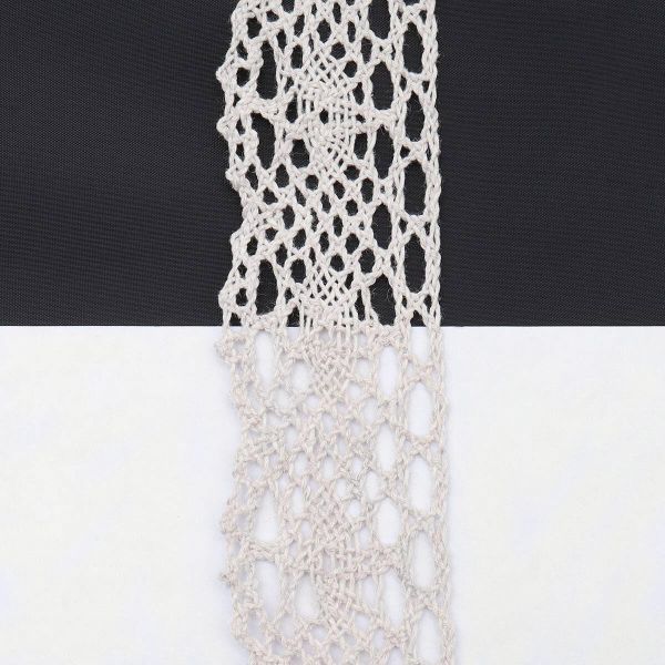 Кружево вязаное (тесьма) хлопковое 40 мм / 25 метров, рис.40.01.192 (лен) С3749Г17
