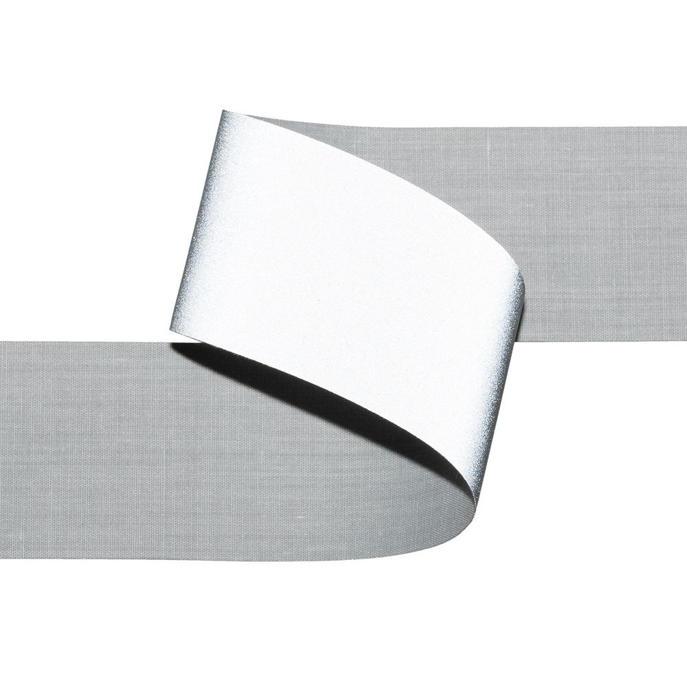 Лента светоотражающая (катафотная) [cpl:380], 40 мм / 50 метров, 65% п/э, 35% х/б, серый, Gamma JF9001