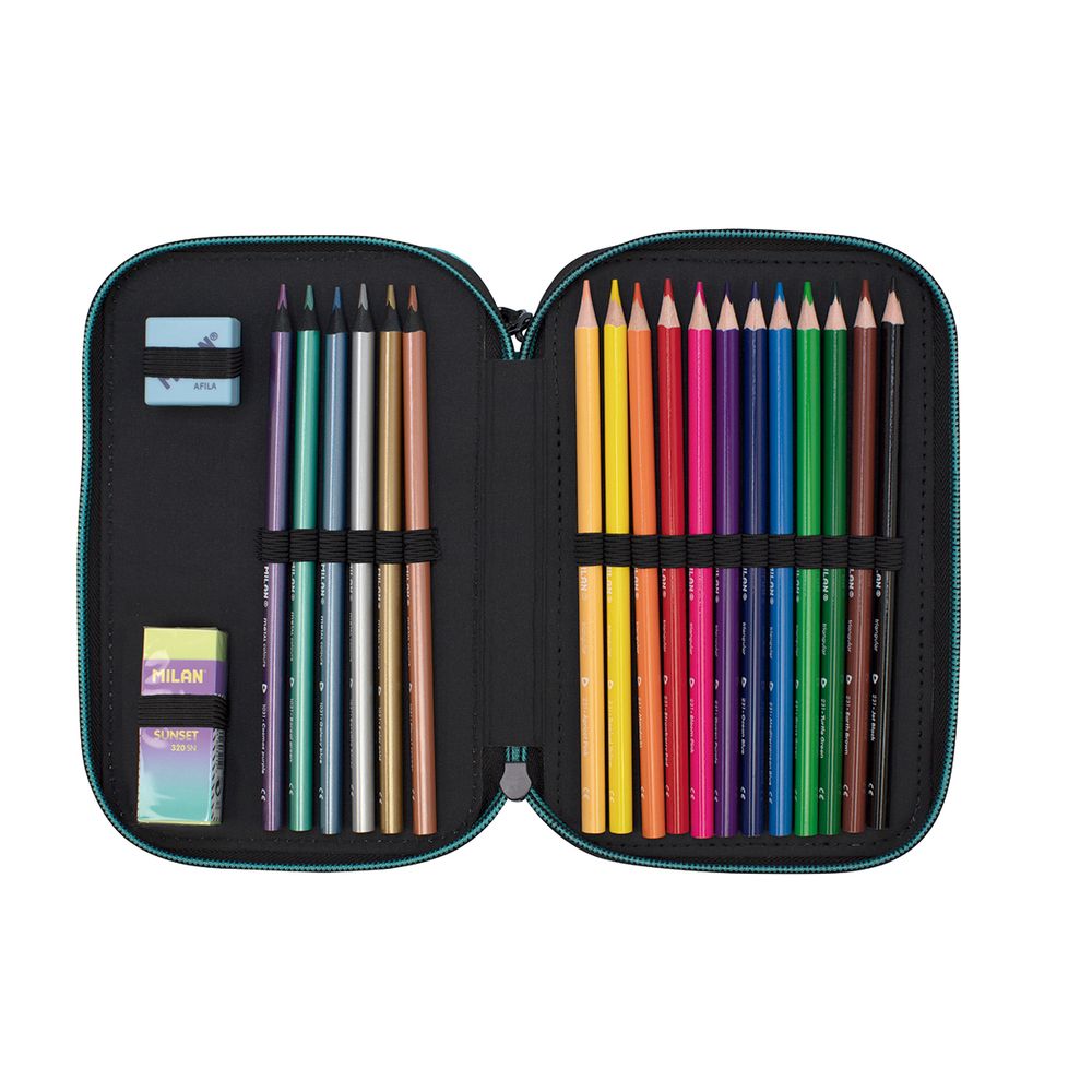 Пенал на молнии трехярусный с наполнением 19,5*13*7,5 см, 081364SNK1, Milan 081364SNK1