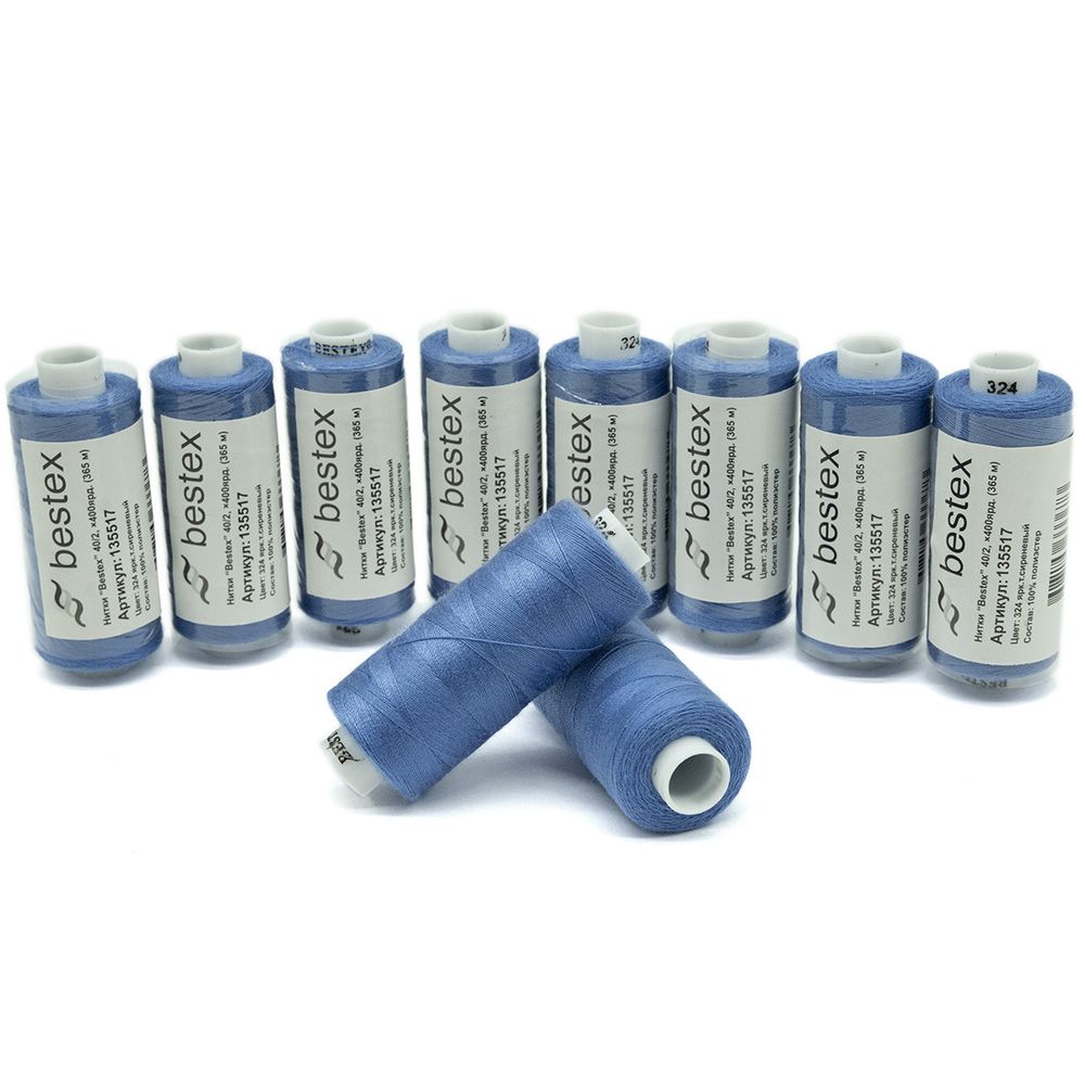 Нитки швейные бытовые Bestex 40/2, 365 м (400 ярд) / 10 кат., 324 аспидно-синий