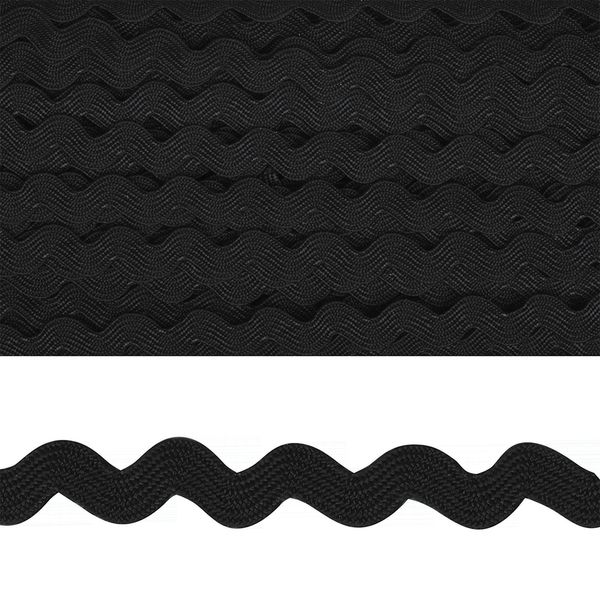 Тесьма вьюнчик 5 мм F322 черный, уп.32,92м