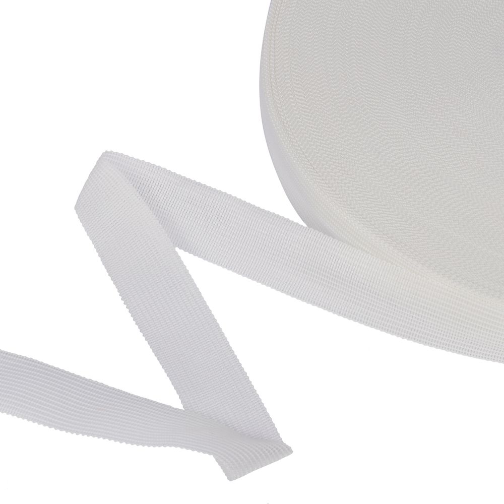 Тесьма (лента) окантовочная 18 мм / 100 метров, белый, Gamma 018 О белый