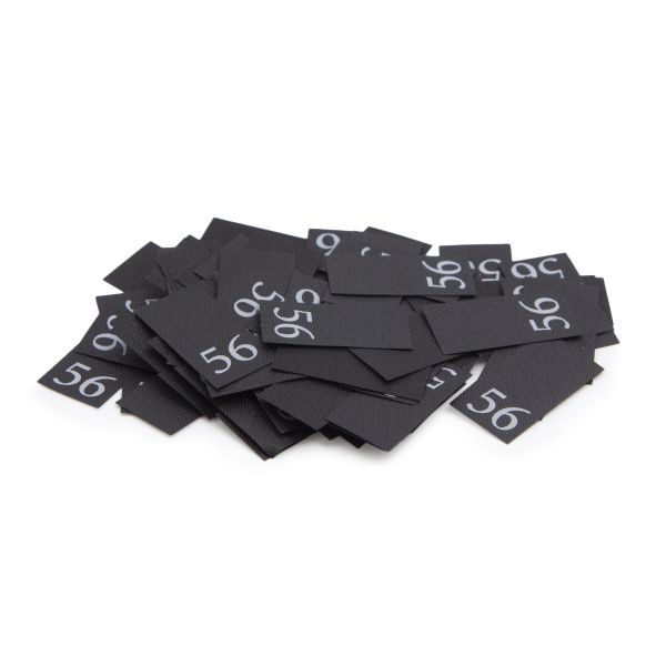 Этикетка-размерник 10х20мм, 100 шт/упак, черный фон/белый шрифт (MN) (56)