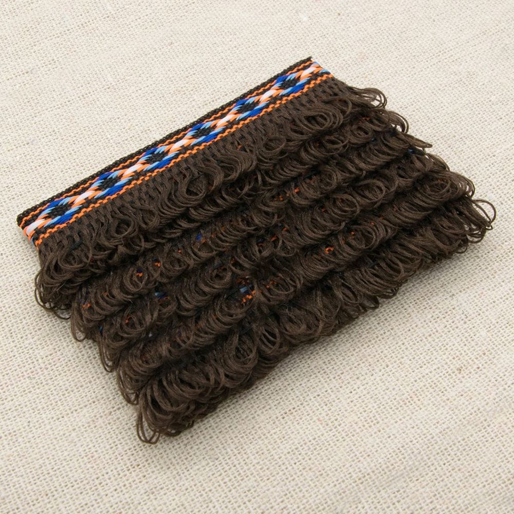 Ткань для рукоделия в наборе с тесьмой жаккард -бахрома 50х50см+1м (21947/34113 т.коричневый) 29501