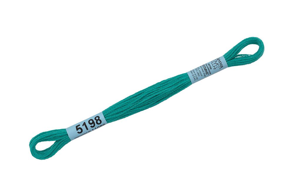 Мулине Gamma 100% хлопок, цв.5198 т.бирюзовый, 24 мотка по 8 метров