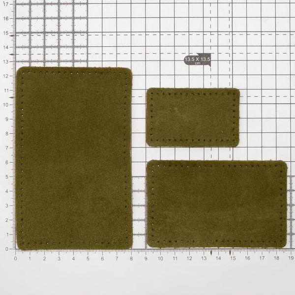 Набор заплаток пришив. из замши, прямоуг-к 4х6,4см, 6х9,6см, 8х12,7см, с перфорацией, 3 шт (33 хаки), 59403