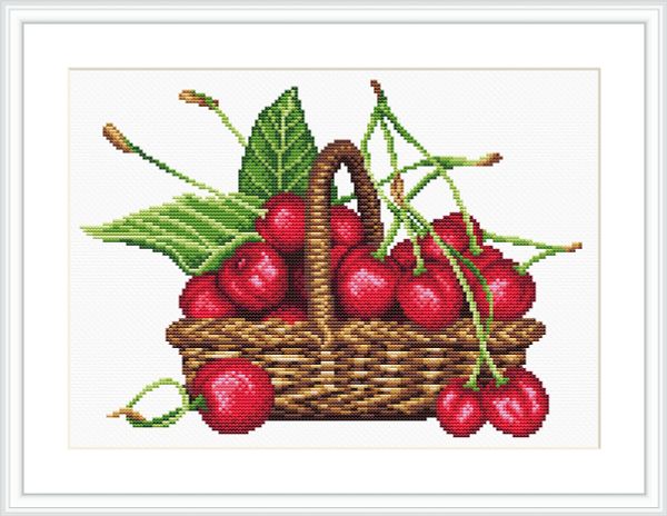 Набор для вышивания нитками МП Студия, Корзина с вишнями, 30х40 см