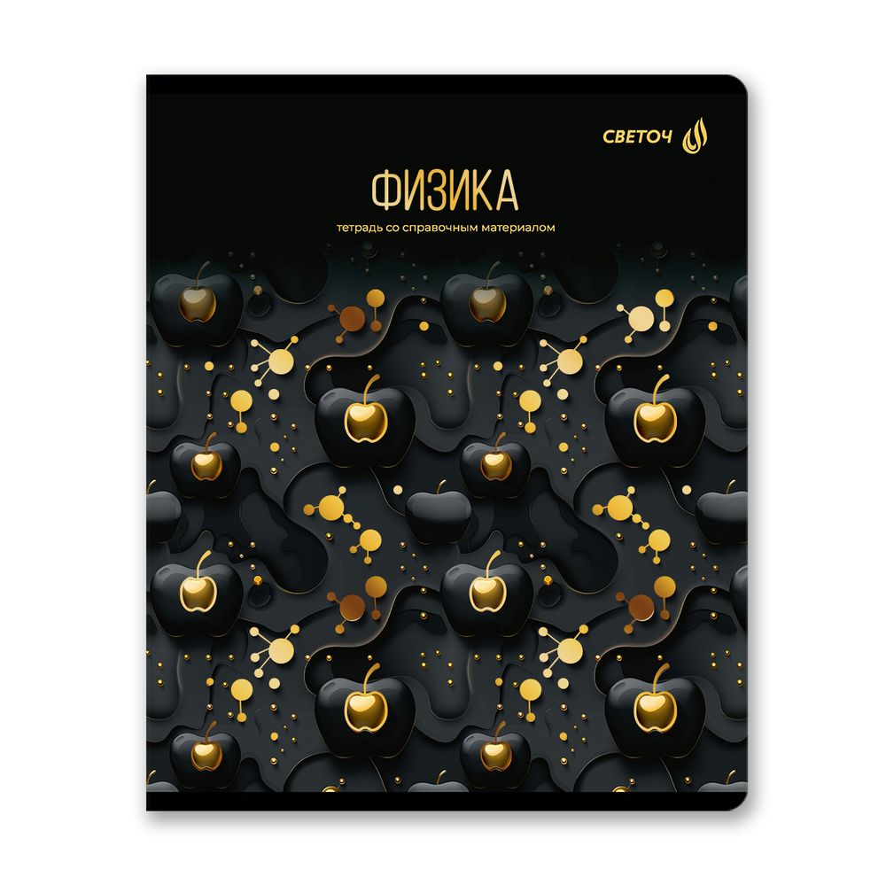 Тетрадь со справочным материалом Золотая коллекция, тиснение золотой фольгой, A5+ 48 л. на скобе 65 г/м², белизна 100 %, 10 шт, клетка, 01330 Золотая коллекция Физика, Светоч Т145