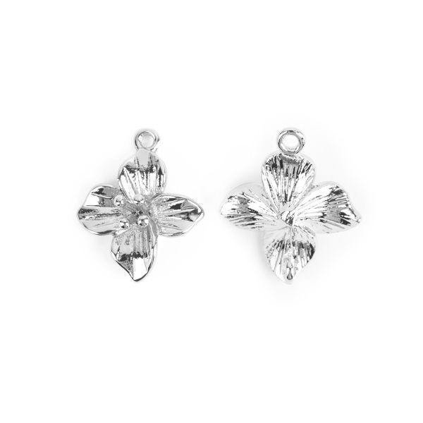 Подвеска для бижутерии цветок 12х10 мм, 10 шт (5х2 шт), 01 под серебро, Zlatka FMK-P06