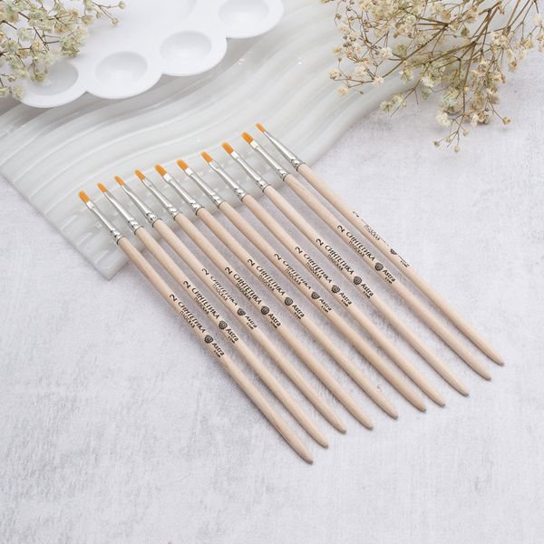 Кисть школьная, синтетика, плоская №2, 10 шт, Astra&Craft