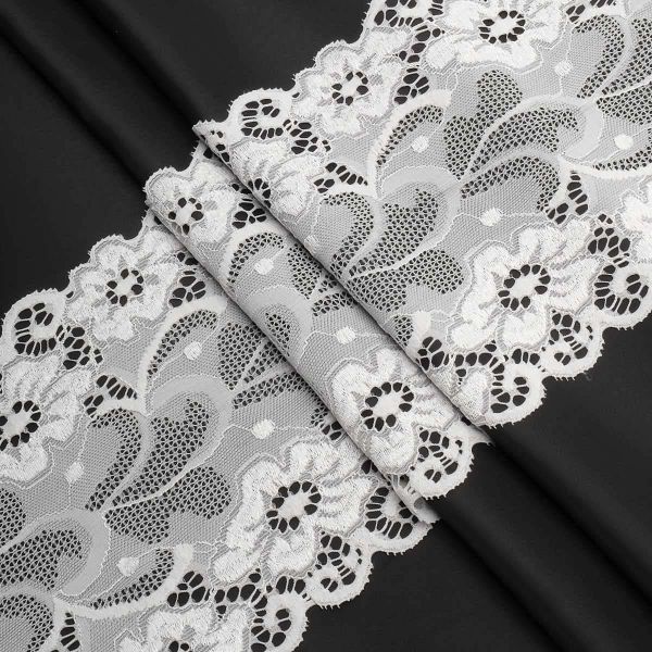 Кружево бельевое эластичное 150 мм / 3.4 метра, цвет белый