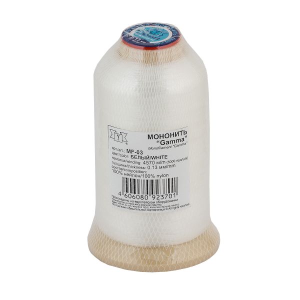 Нить прозрачная (мононить) 0.13 мм / 4570 метров, белый, Gamma MF-03