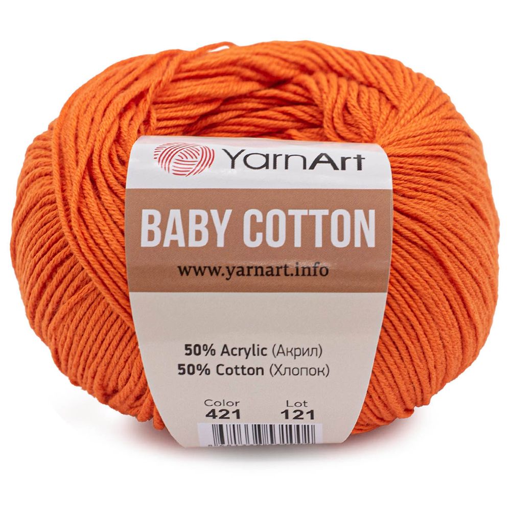 Пряжа YarnArt (ЯрнАрт) Baby Cotton / уп.10 мот. по 50 г, 165м, 421 оранжевый