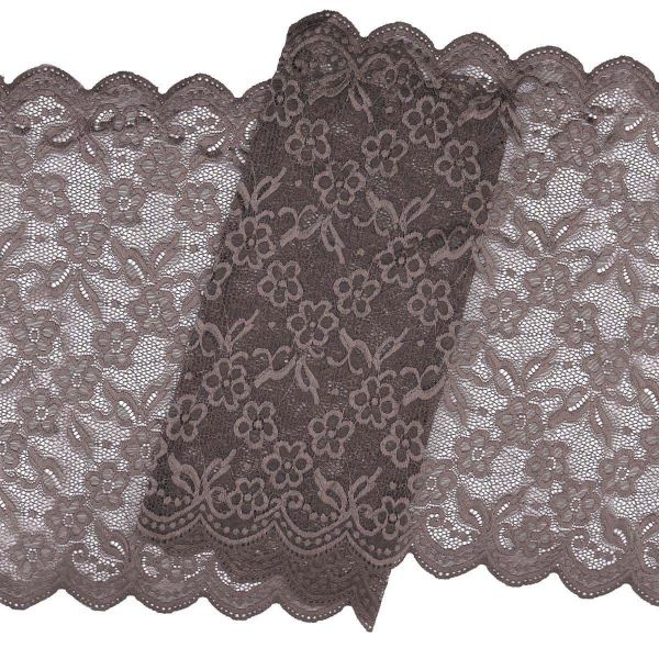 Кружево бельевое эластичное 400 мм / 3.4 метра, цвет шиншилла