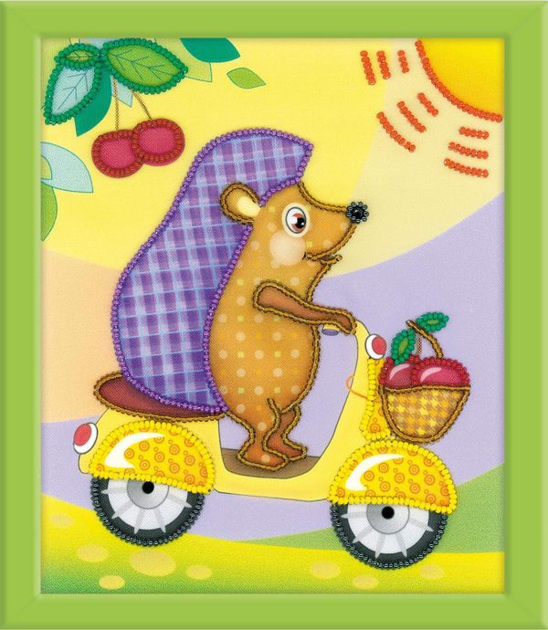 Набор для вышивания нитками Риолис, частичная вышивка, Ежик 15х18 см