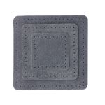 Набор заплаток пришивных из замши, квадрат 4см, 6см и 8см, с перфорацией, 3 шт, 100% кожа (26 серый), 59402