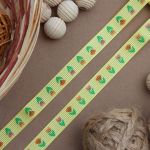 Лента репсовая (в рубчик) Тюльпаны, 10 мм, 3м, желтый