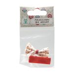 Набор Б-002 мини бантик+заколка 35мм/35мм (бежевый/красный) 29353