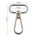 Карабин металл 25.0 мм (47х30 мм), 10 шт, 06 черн.никель, Gamma GH 111/25/10