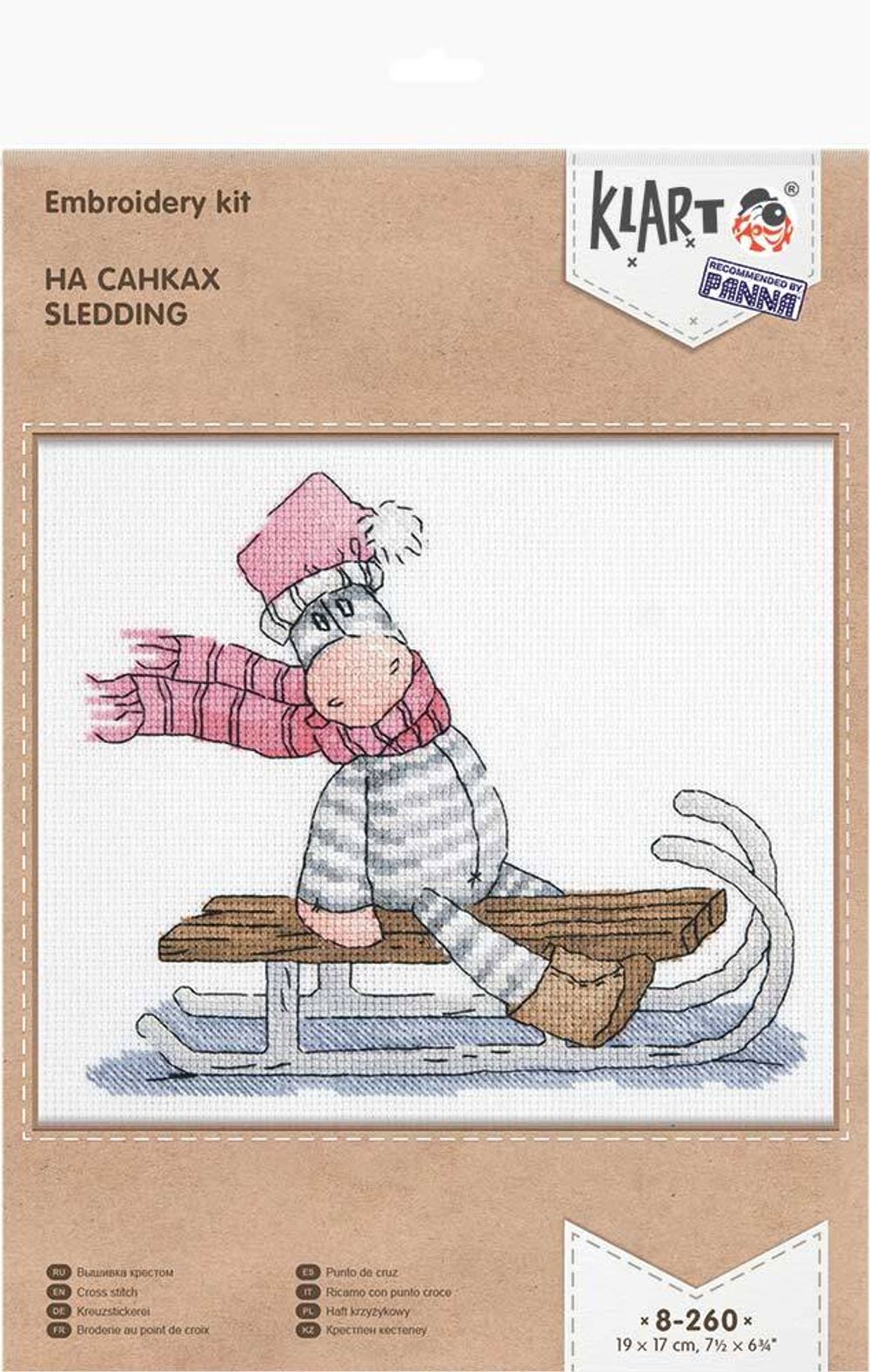 Набор для вышивания нитками Klart, На санках, 19х17 см