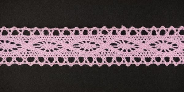 Кружево вязаное (тесьма) 21 мм, цв.св.-розовый, 25м, Alfa, AF-146-020