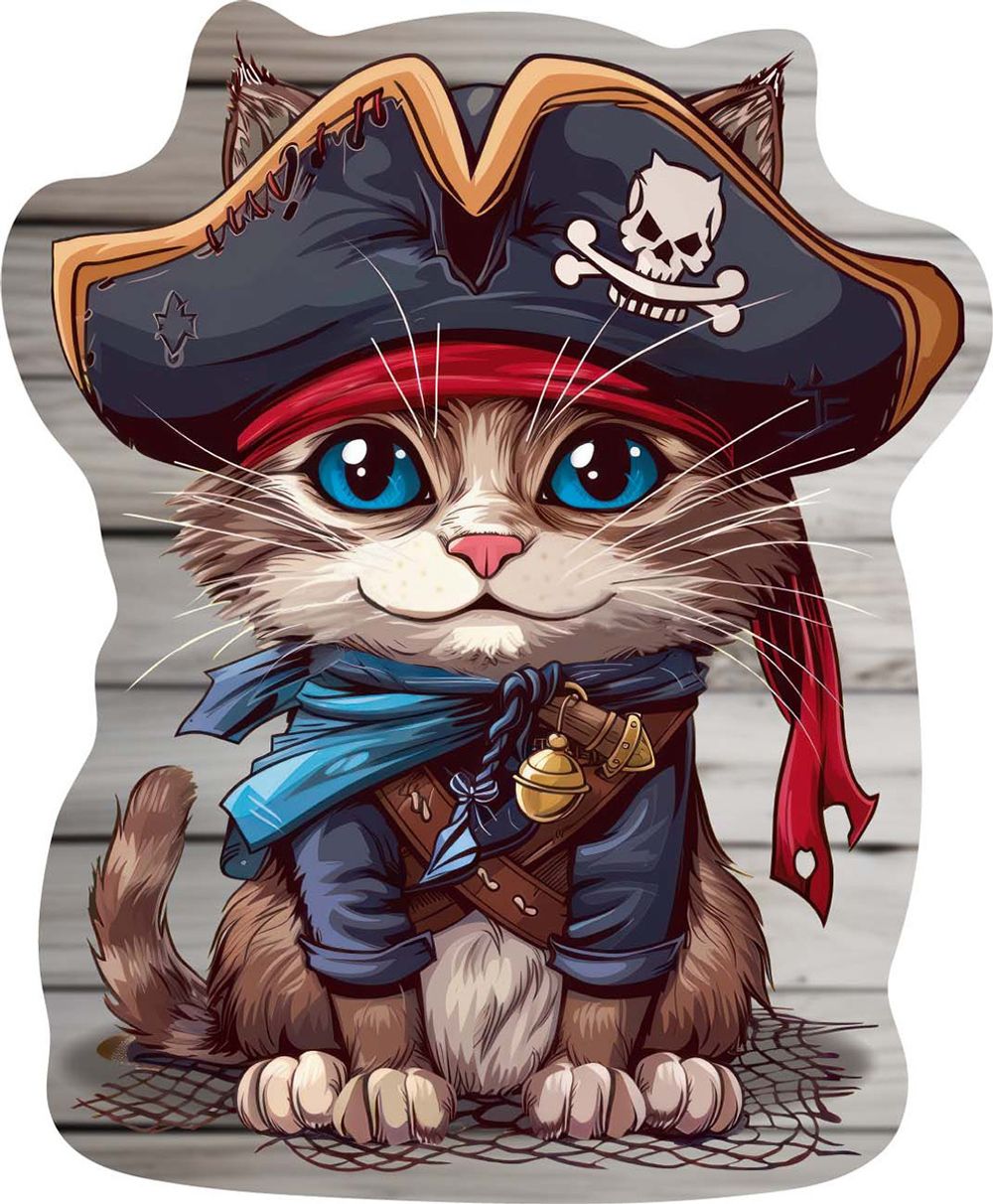 Пазл фигурный деревянный Кот-пират 155 элементов, Фрея PZLF-008