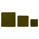 Набор заплаток пришивных из замши, квадрат 4см, 6см и 8см, с перфорацией, 3 шт, 100% кожа (33 хаки), 59402