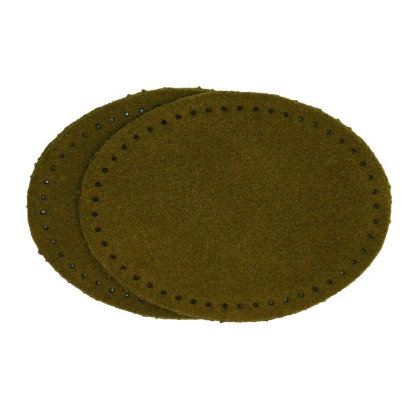 Заплатки пришивные из замши, овал 6х8,2см с перфорацией, 2 шт, 100% кожа, 33 хаки, 59114