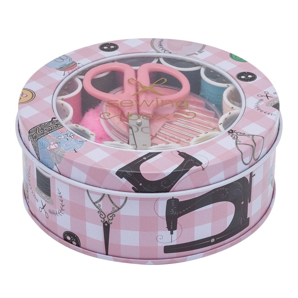 Набор для шитья швейный, дорожный 28 предметов 11х4,5см, розовый, MTW154