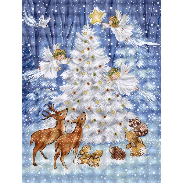 Набор для вышивания нитками LetiStitch L9921, Ангел в лесу, 24х32 см