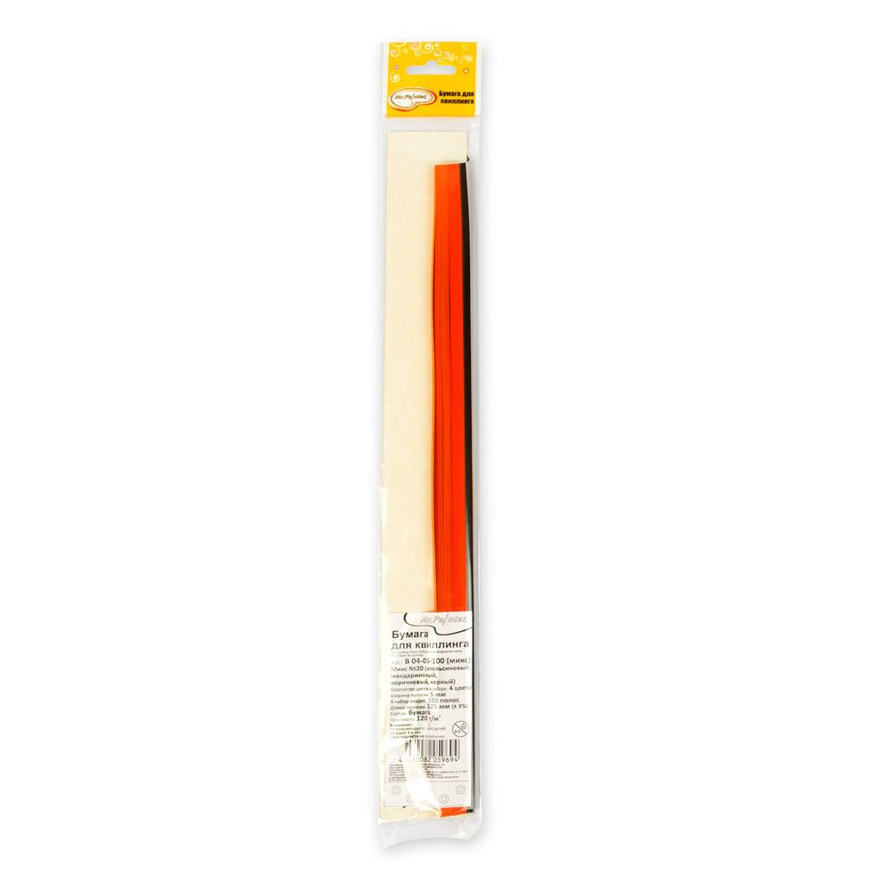 Бумага для квиллинга 5х325 мм, Микс №20 (апельсиновый, мандариновый, коричневый, черный), Mr.Painter B 04-05-100