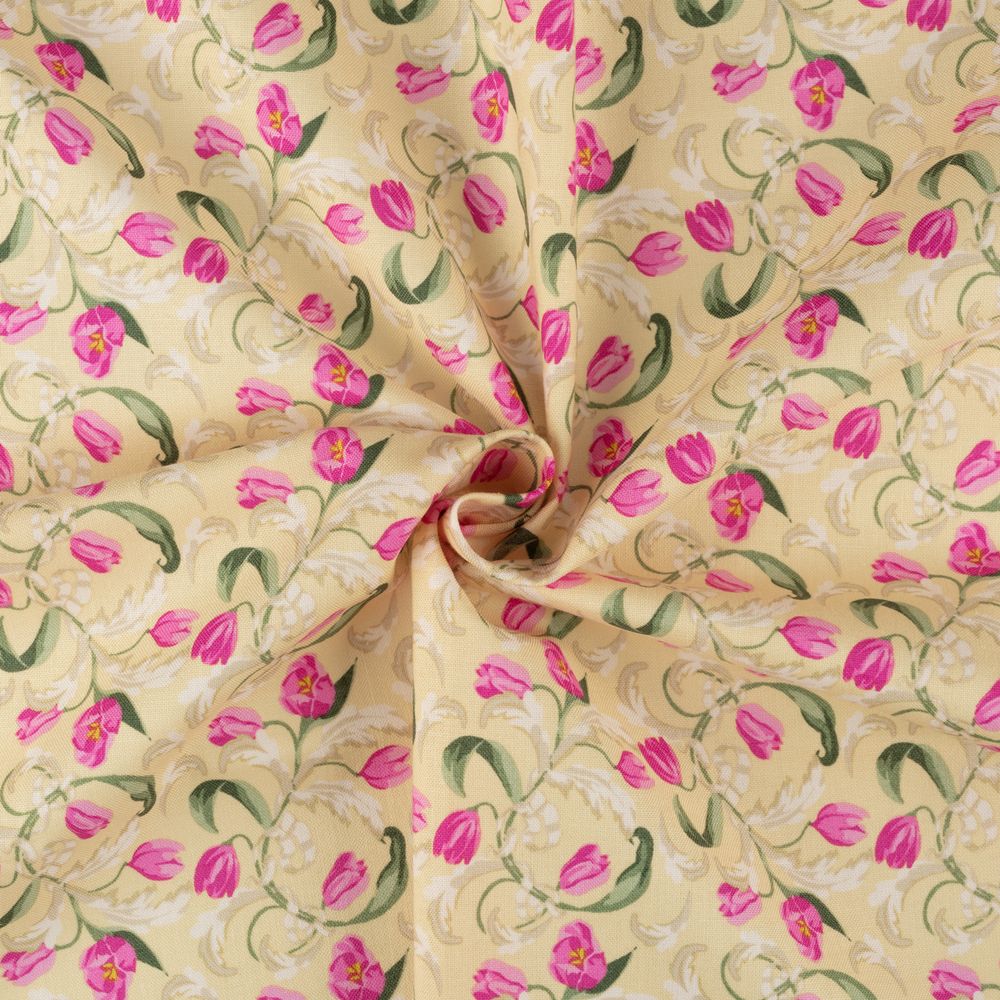 Ткань для пэчворка Peppy Весенний этюд, рулон 112 см / 5 метров, ВЭ-10 желтый, Peppy