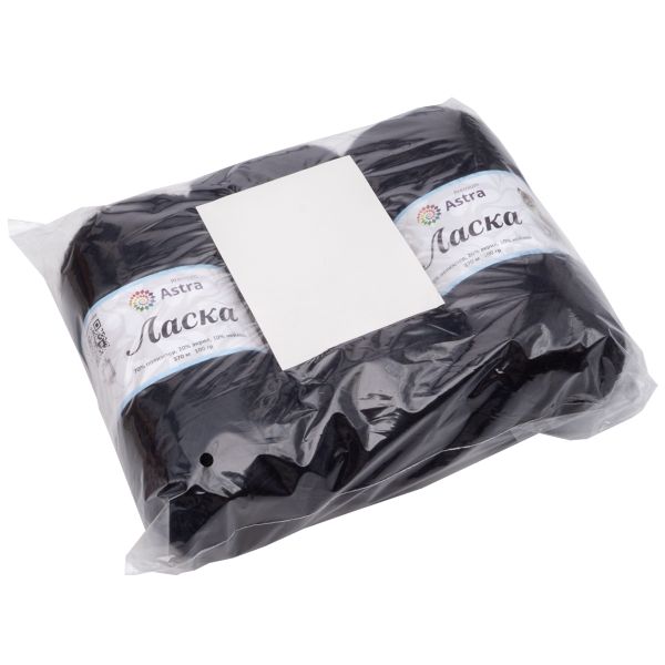 Пряжа Astra Premium (Астра Премиум) Ласка / уп.3 мот. по 100 г, 370 м, 999 черный