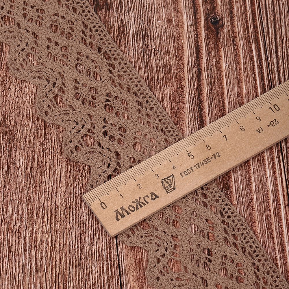 Кружево вязаное (тесьма) 50 мм / 3 метра, хлопок, TBY.1003, F294 капучино