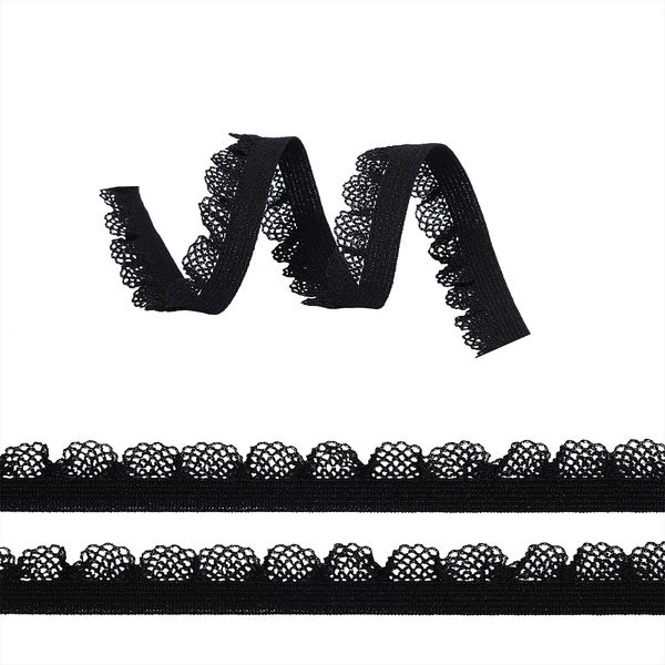 Резинка бельевая (ажурная) 12.0 мм / 100 метров, ультрамягкая, F322 (03) черный