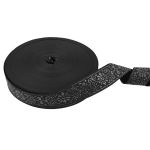 Лента (тесьма) жаккардовая 23.0-25.0 мм / 25 метров, черный/под серебро, Blitz