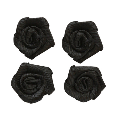 Цветочки пришивные 1,9 см, 4 шт, 030 черный