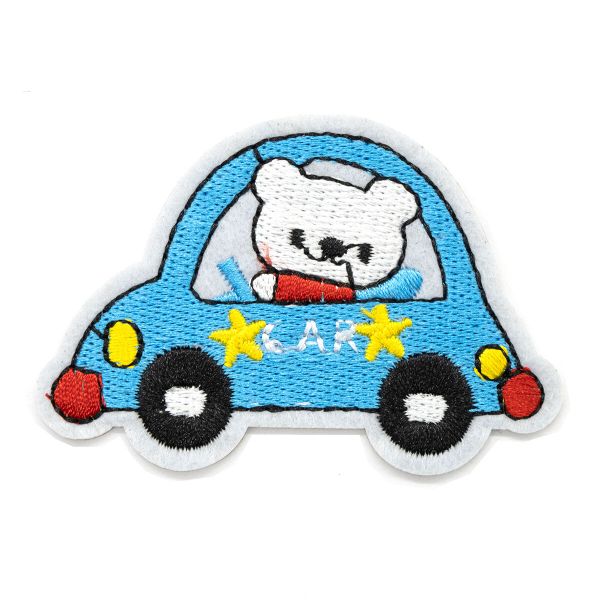 Термоаппликация Мишка в машине, синяя 5,5х5,5см, Hobby&Pro