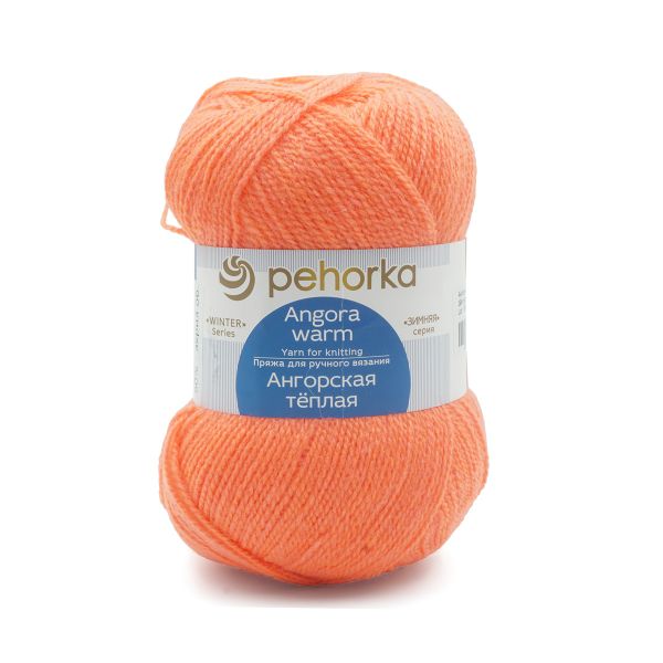 Пряжа Пехорка Ангорская теплая / уп.5 мот. по 100 г, 480 м, 396 настурция