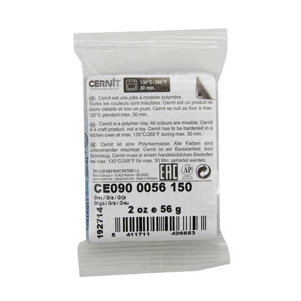Полимерная глина Cernit №1 запекаемая, классическая 56-62 гр, 150 серый