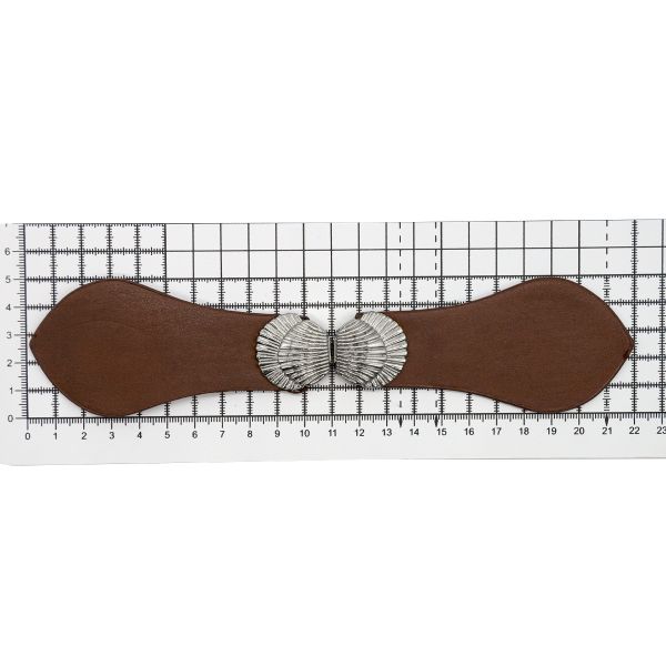 Фурнитура застежка для кардигана кожаная №6 коричневая 21,5 (никель), 2 шт