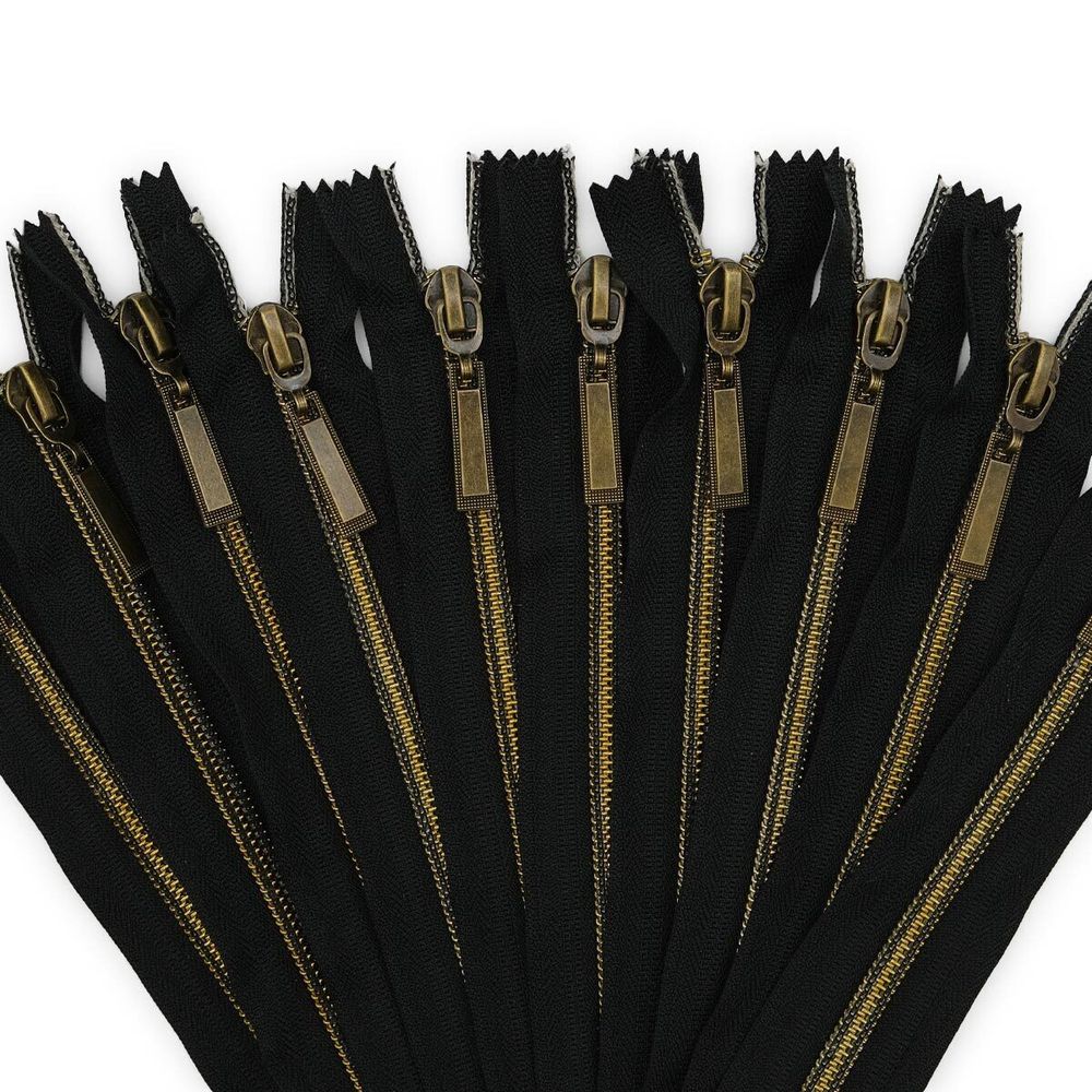 Молния спираль (витая) Т7 (7 мм) 1 зам., н/раз., 18 см, антик / черн, 10 шт