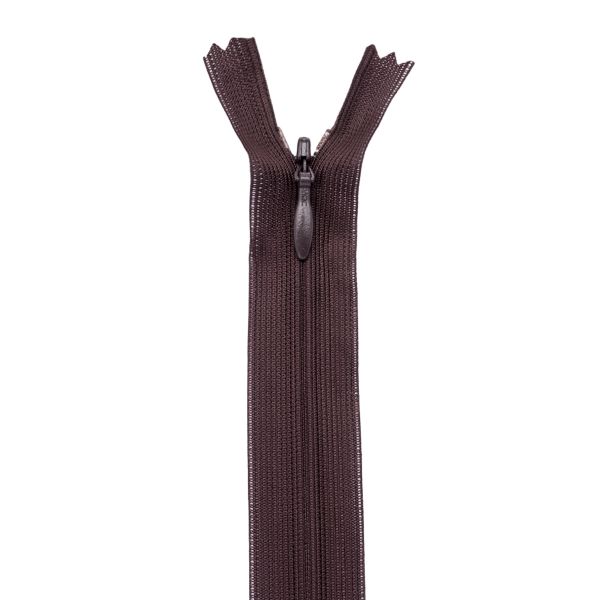 Молния потайная (скрытая) Т3 (3 мм) 1 зам., н/раз., 20 см, т.коричневый, 31208 / 20, 10 шт