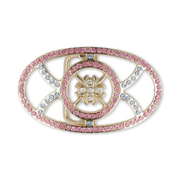 Пряжка ременная металл 93х55 мм, 2 шт, со стразами, 30 золото (розов/голуб/прозрачный), Micron GB 1418