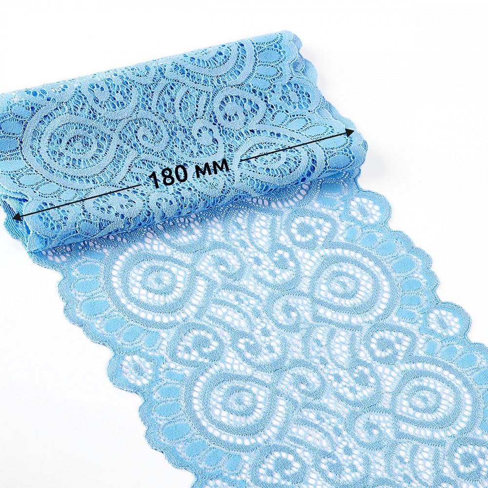Кружево бельевое эластичное 180 мм / 3 м, TBY.L1351, цв.L3090 голубой, Kruzhevo