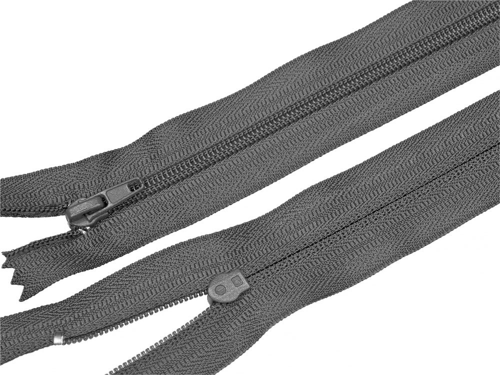 Молния спираль (витая) (цв.SBS) брючная Т4 (4 мм) 1 зам., н/раз., 18 см, автомат, S-392 графит, 100 шт