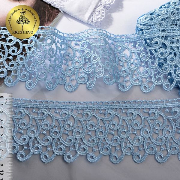 Кружево гипюр (плетёное) 80 мм, TR.8G8386, цв.10 голубой уп.12м, Kruzhevo