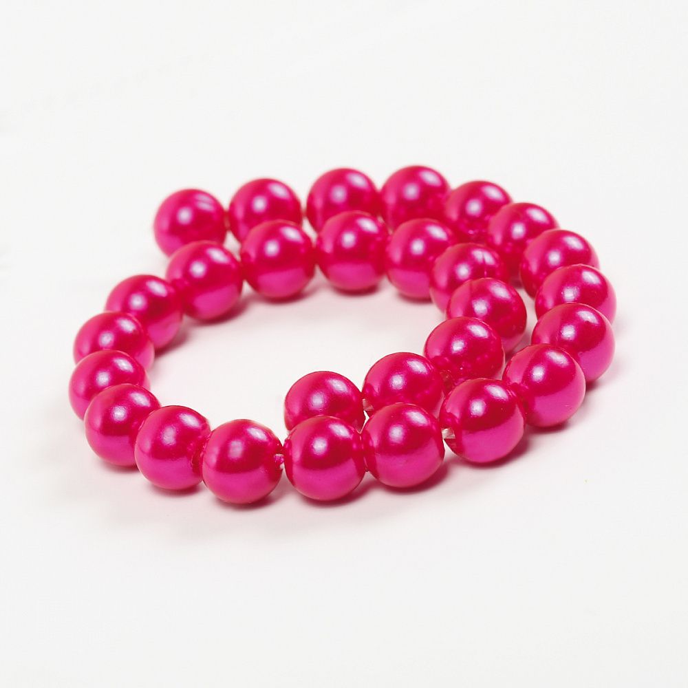 Бусины пластик (перламутр) ⌀10 мм, цв.014 малина, уп.50г (96 шт), Magic4Hobby