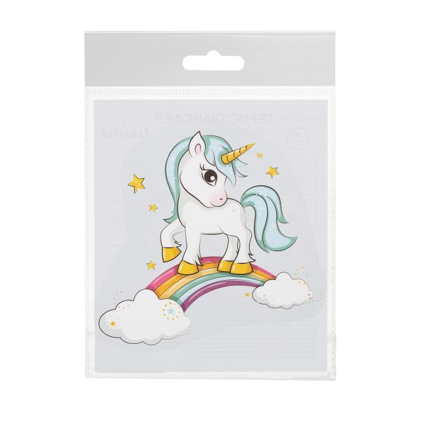Термотрансфер, 1 шт, М-026 единорог на радуге 12х11 см, Gamma M №01